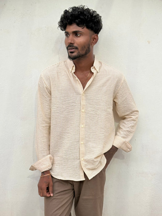 Beige Striped Old Money Shirt