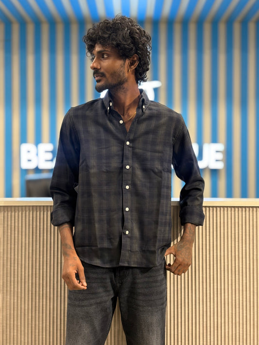 Blue Imported Checked Shirt
