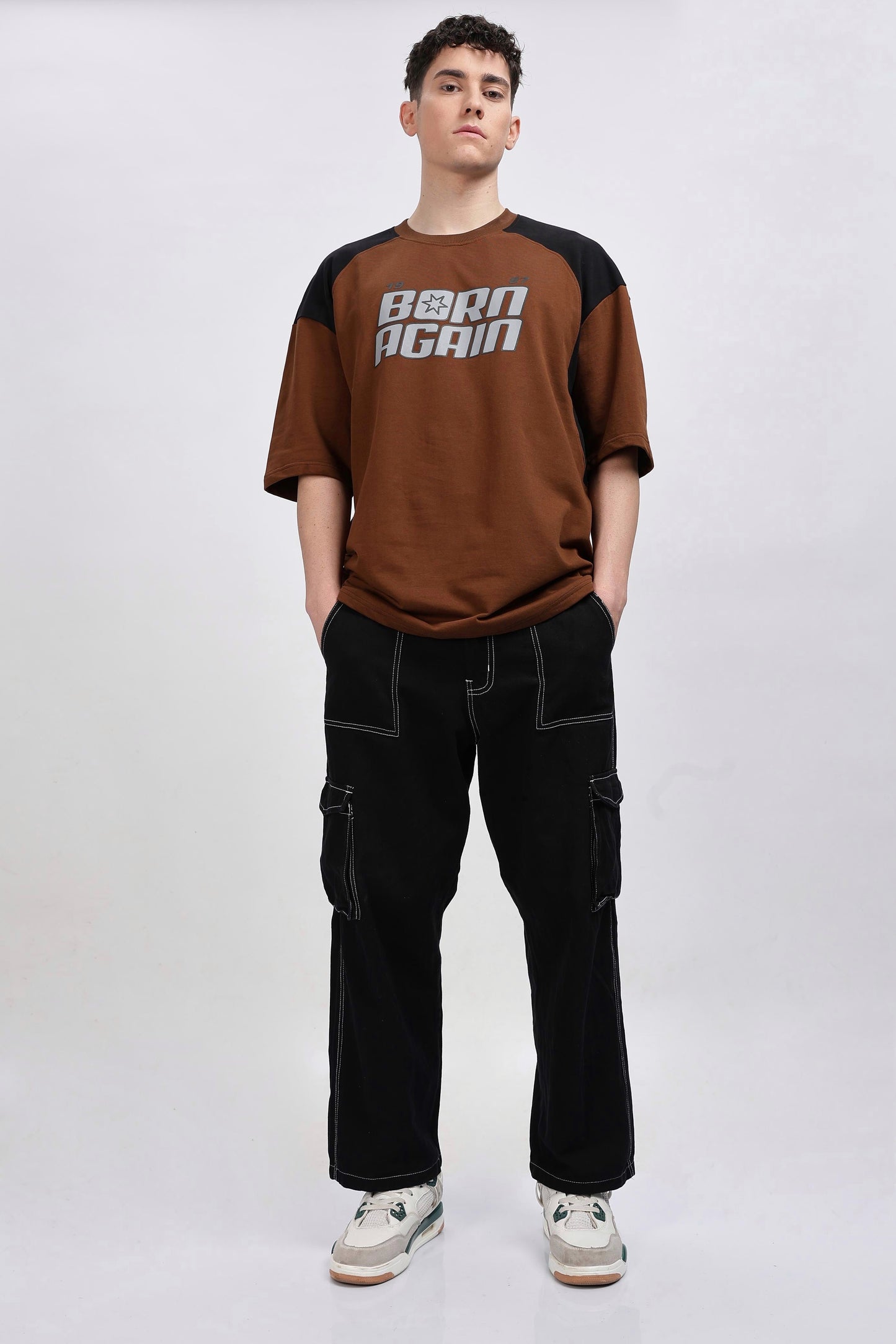 Brown And Black Oversized Tshirt