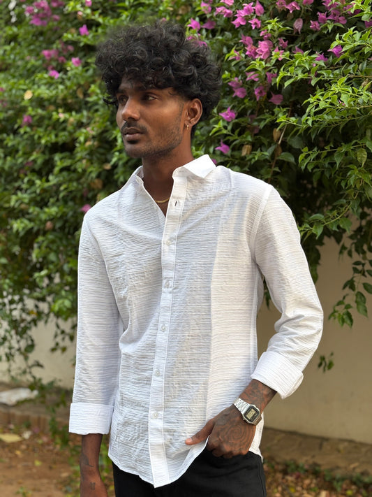 White Self Textured Shirt