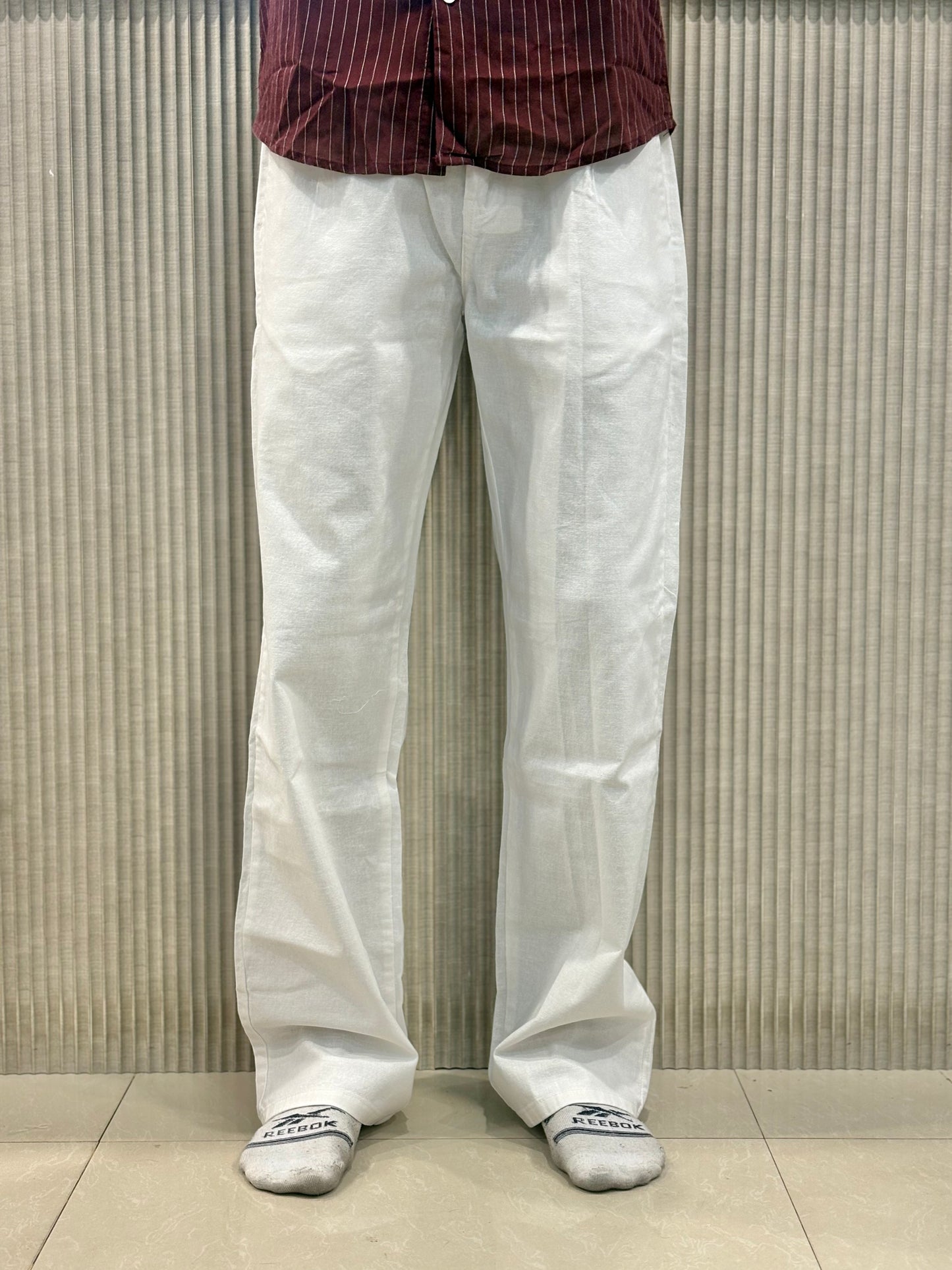 White Linen Relaxed Fit Draw String Pants