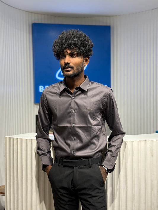 Dark Grey Slim Fit Liquid Shirt