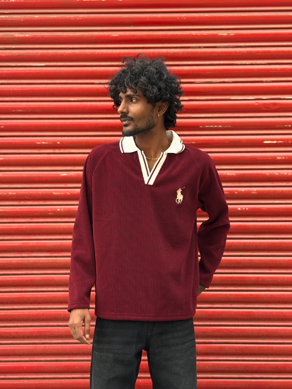 Maroon Ribbed Sweatshirt