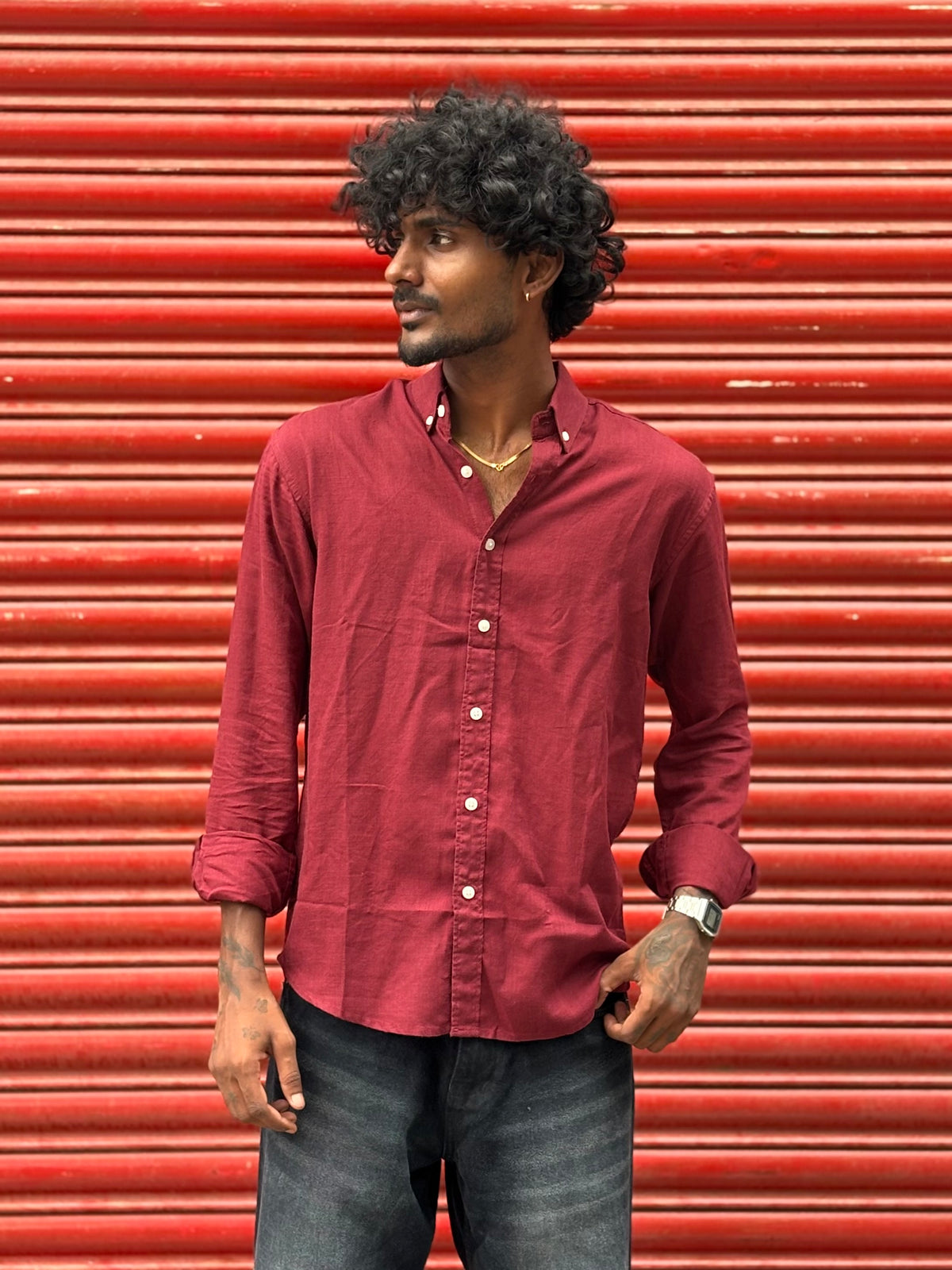Red Linen Shirt