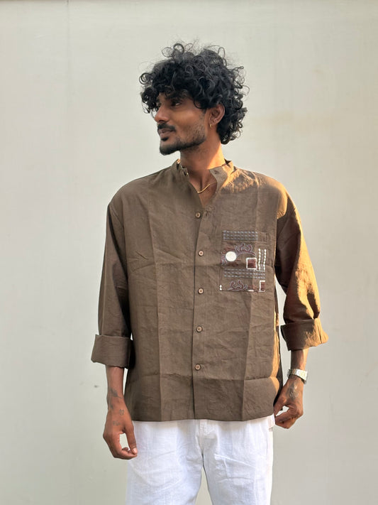 Brown Embroidery Shirt