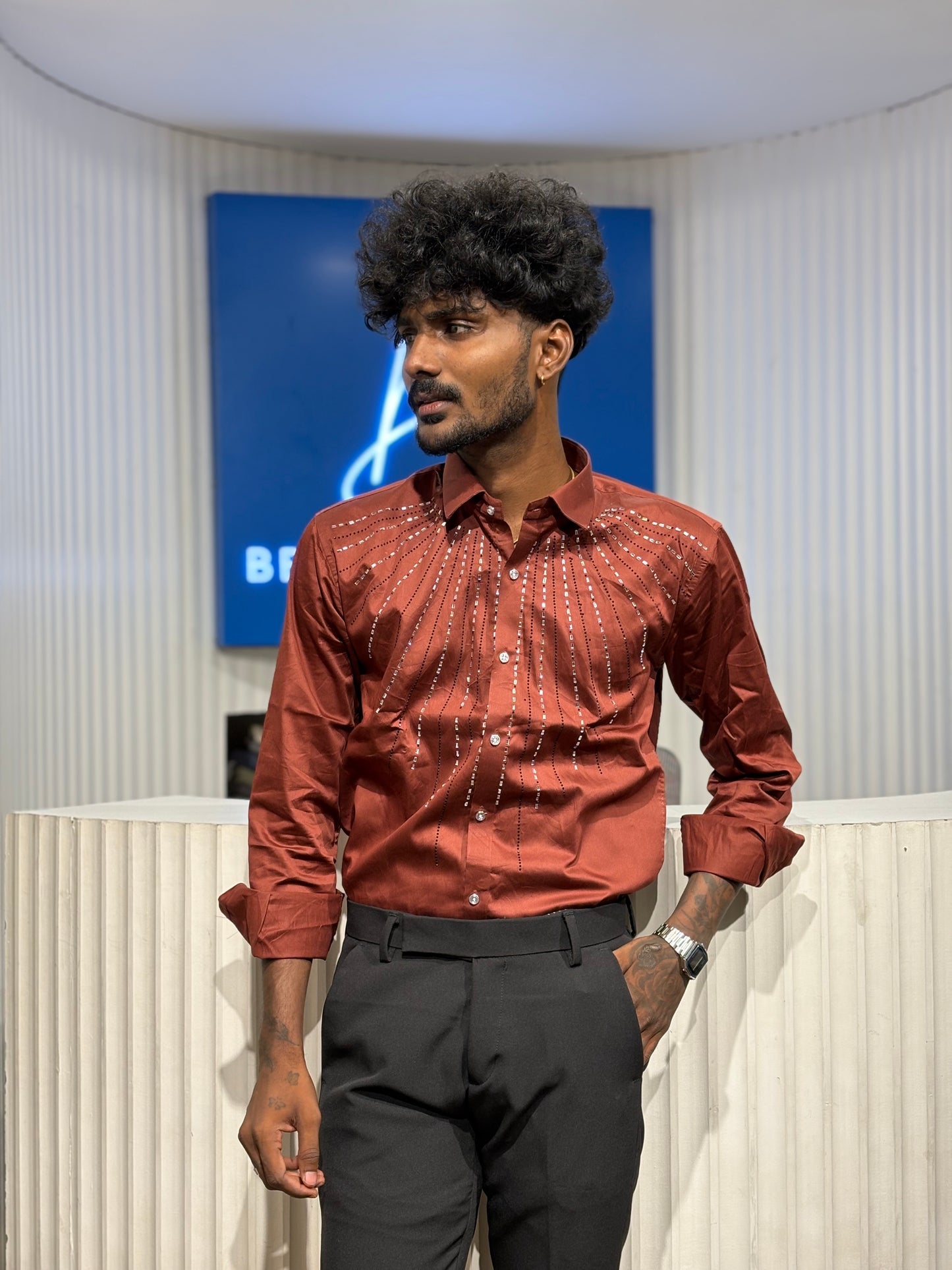 Creased Red Designer Shirt