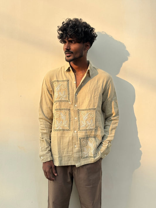 Beige Embroidery Shirt