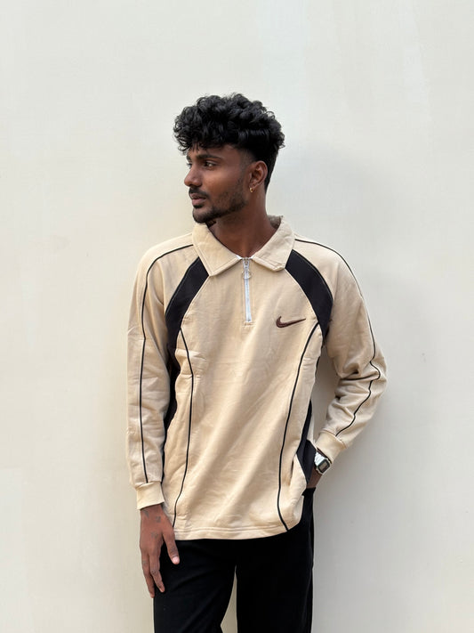 Beige Zipper Sweatshirt