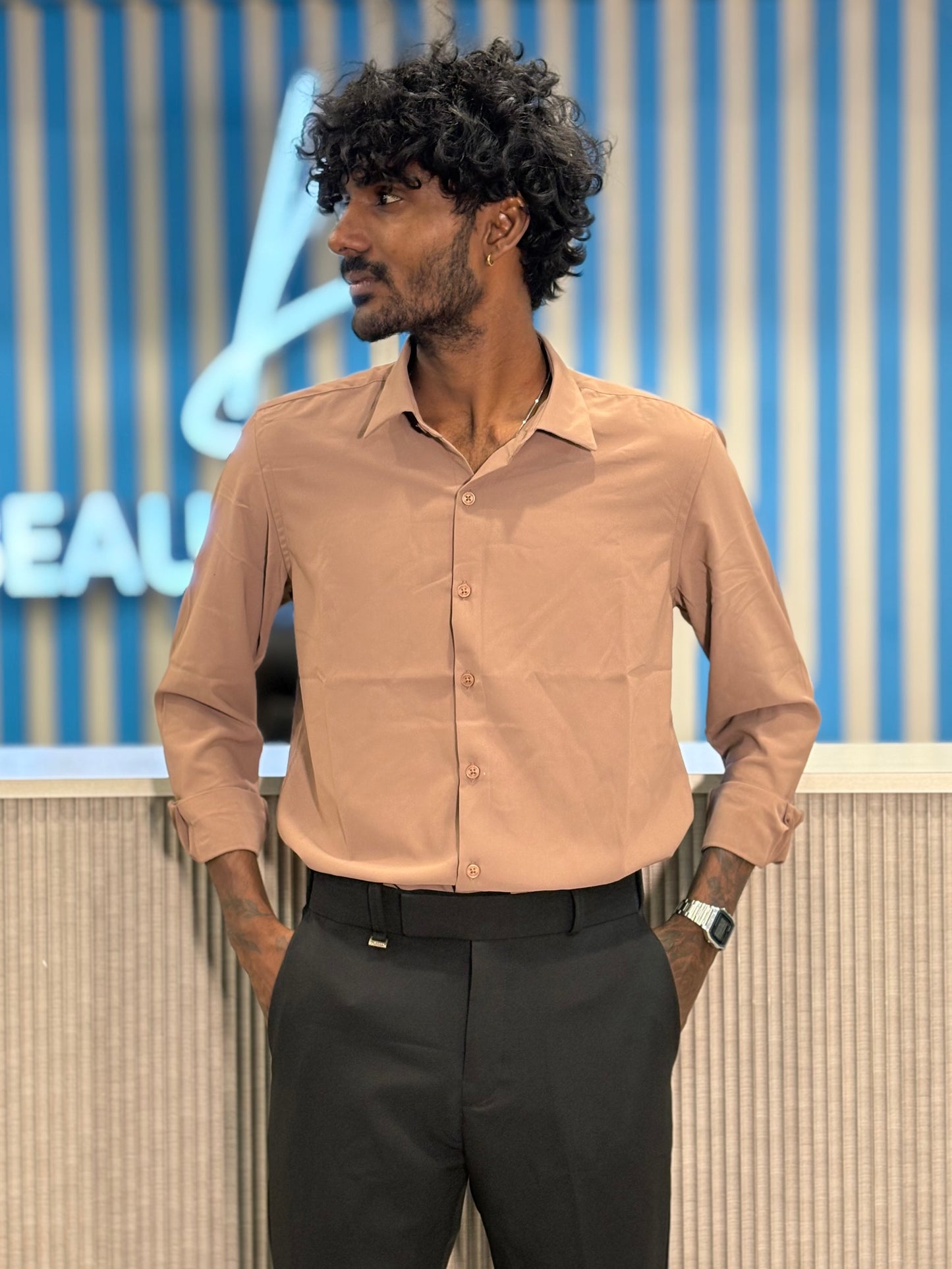 Light Brown Armani Solid Shirt
