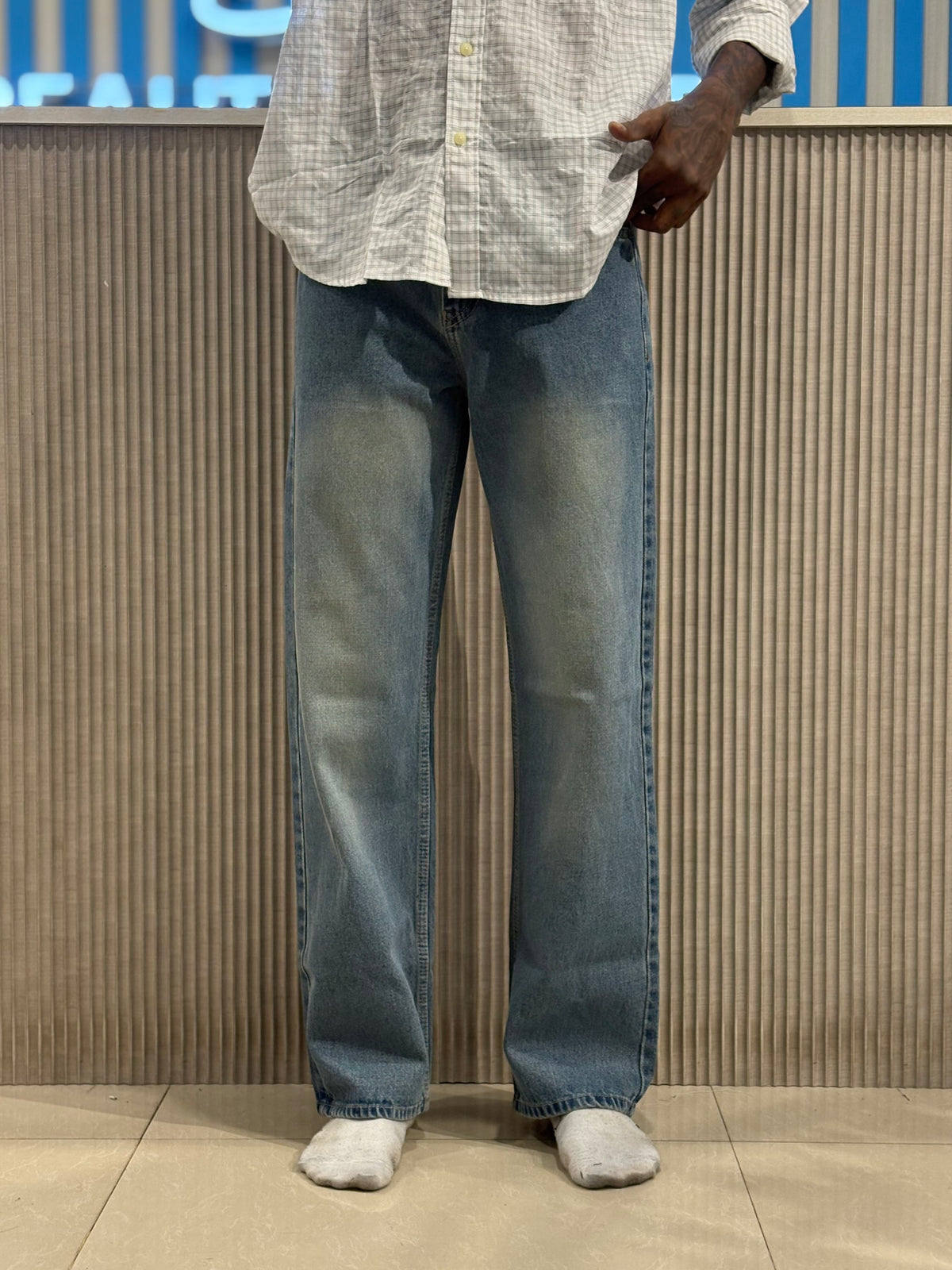 Blue Straight Fit Baggy Jeans