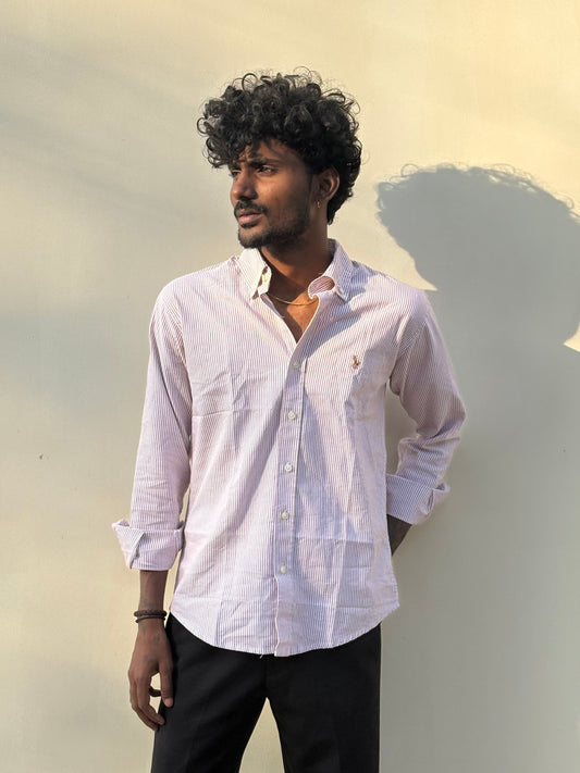 Brown Striped Old Money Shirt