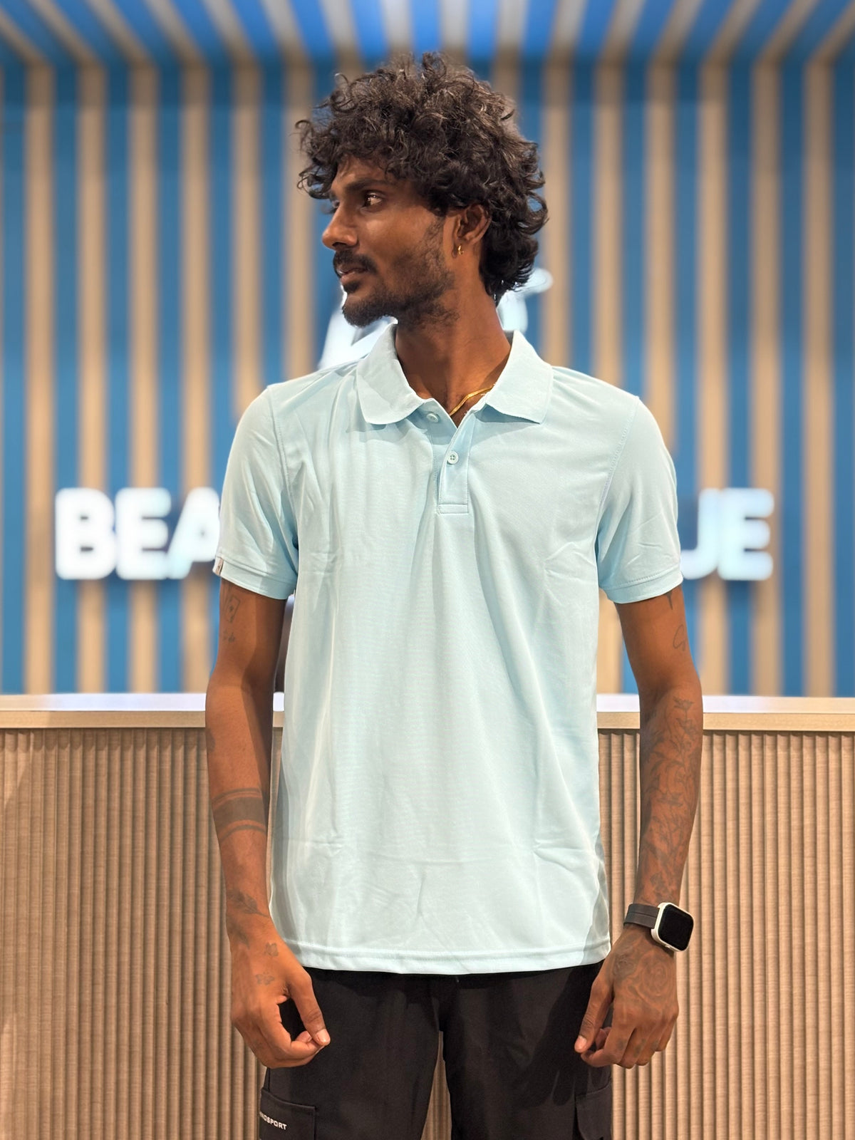 Light Blue Honeycomb Polo Tshirt