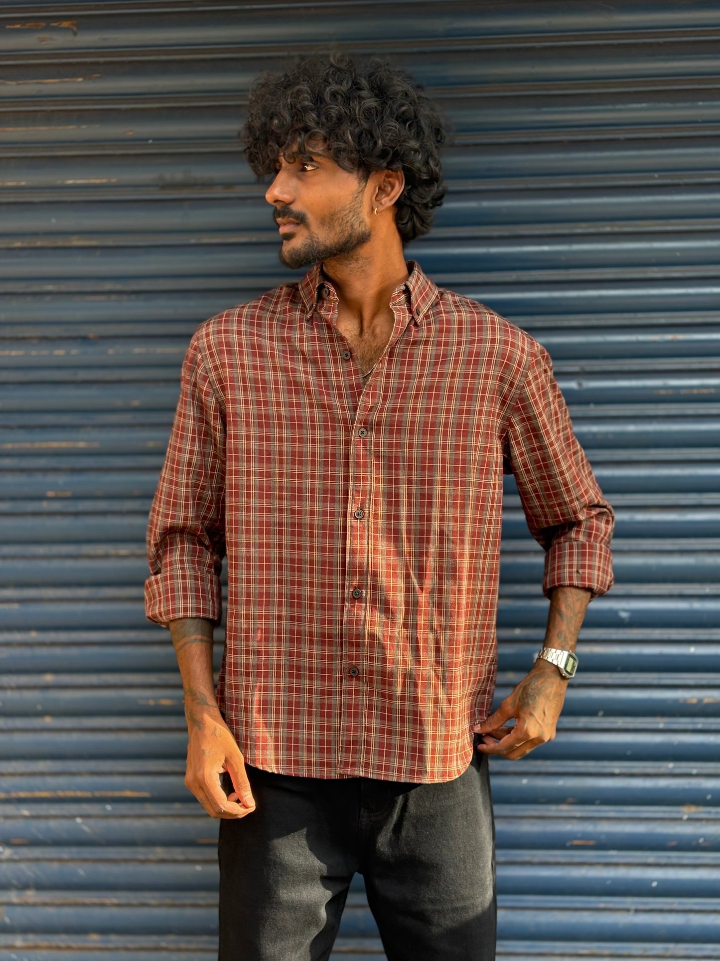 Red Imported Checked Shirt