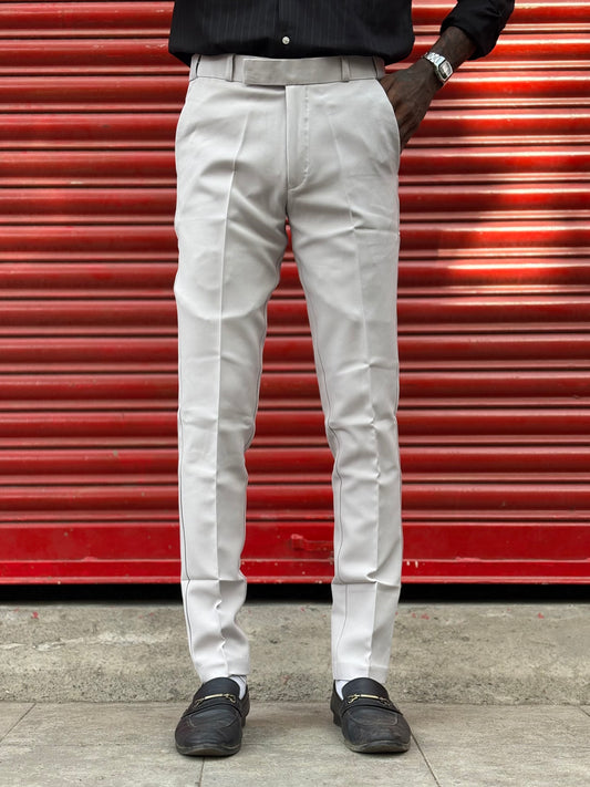 Light Grey Polo Fit Flexi Waist Formal Pants