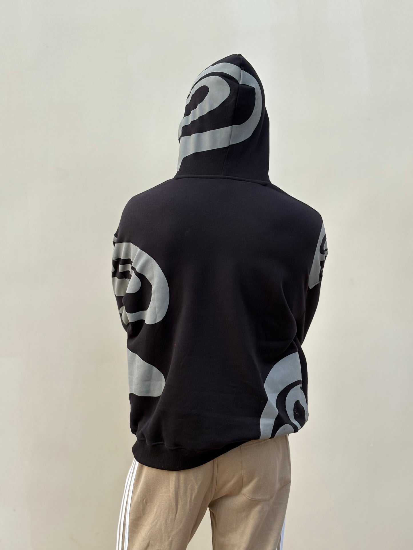 Black Printed Oversized Hoodie