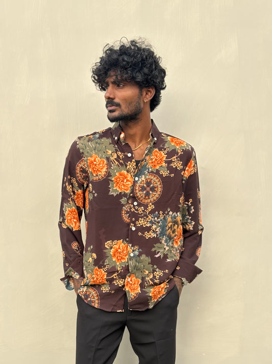 Brown Rayon Viscose Shirt