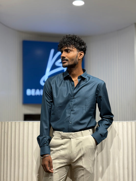 Blue Slim Fit Liquid Shirt
