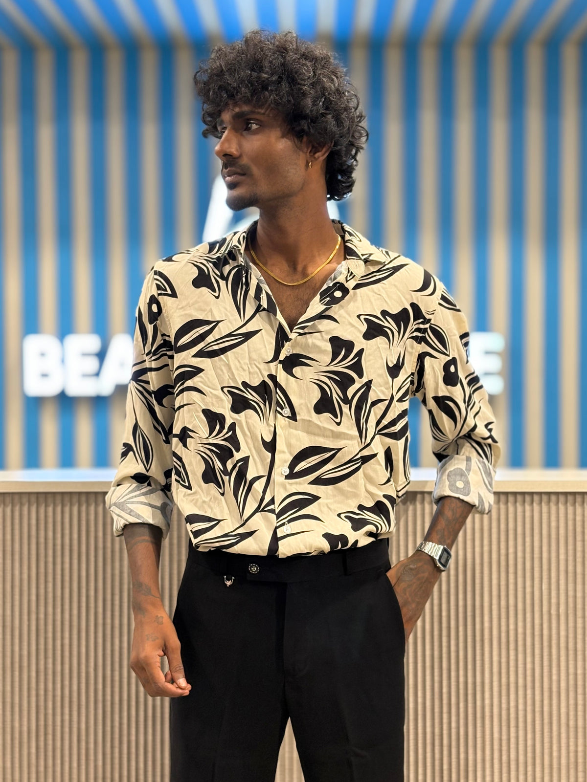 White Rayon Viscose Printed Shirt