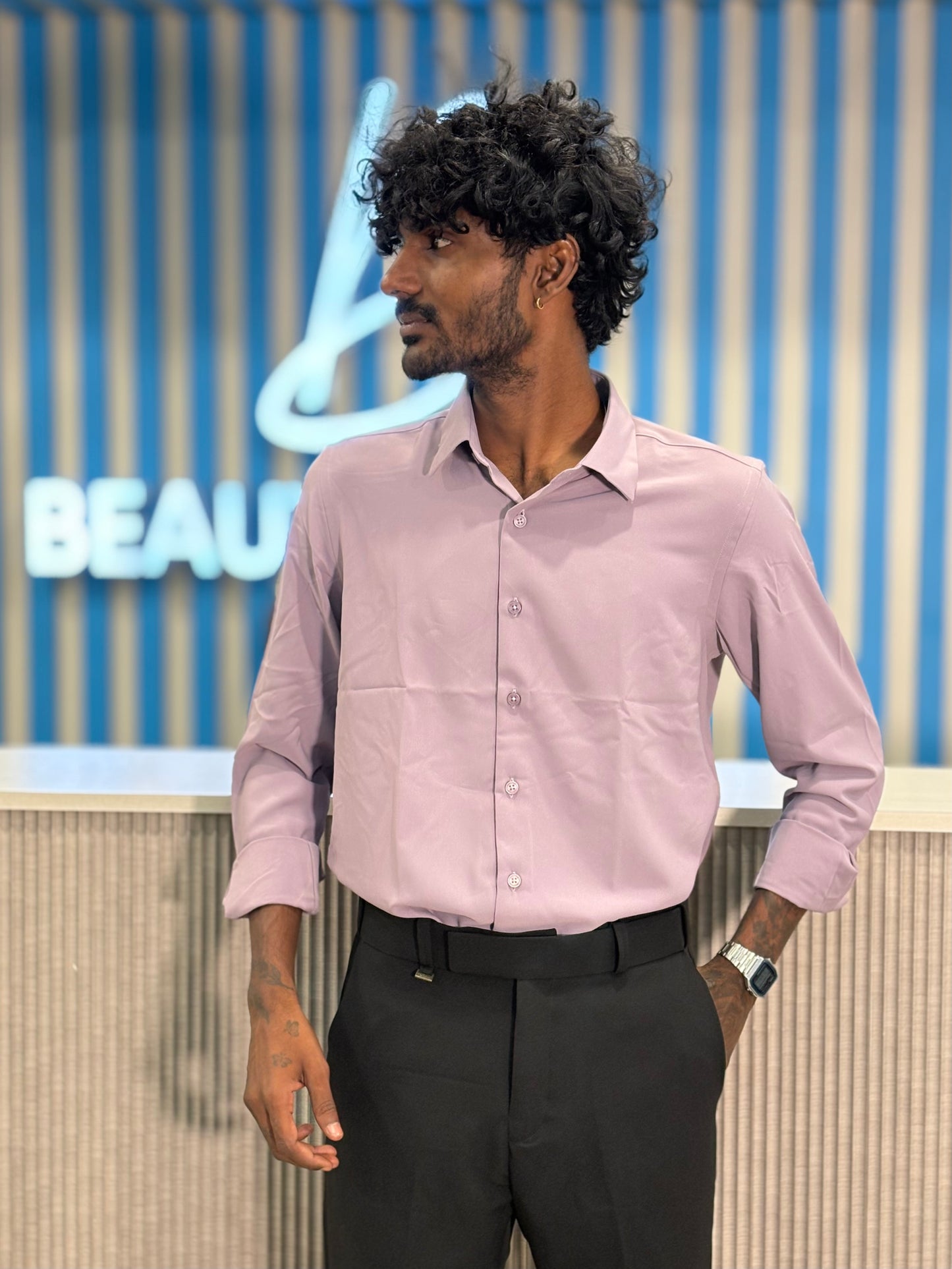 Pastel Lavender Armani Solid Shirt