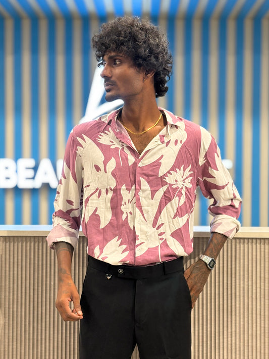 Pink Rayon Viscose Printed Shirt