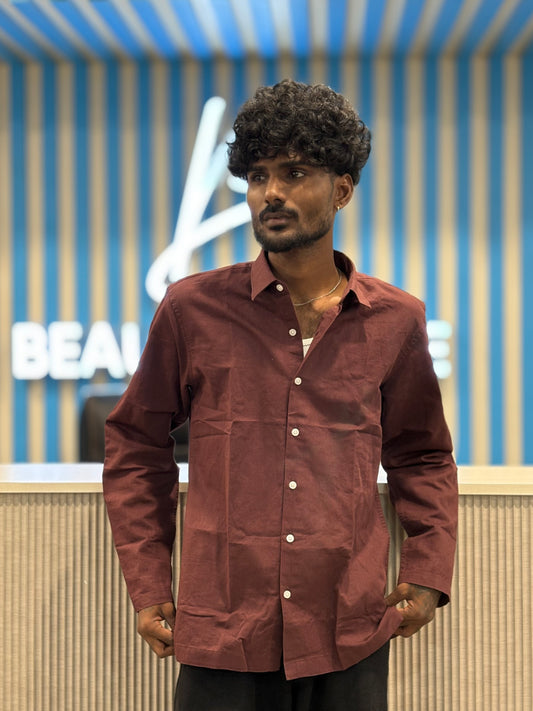 Dark Maroon Linen Shirt