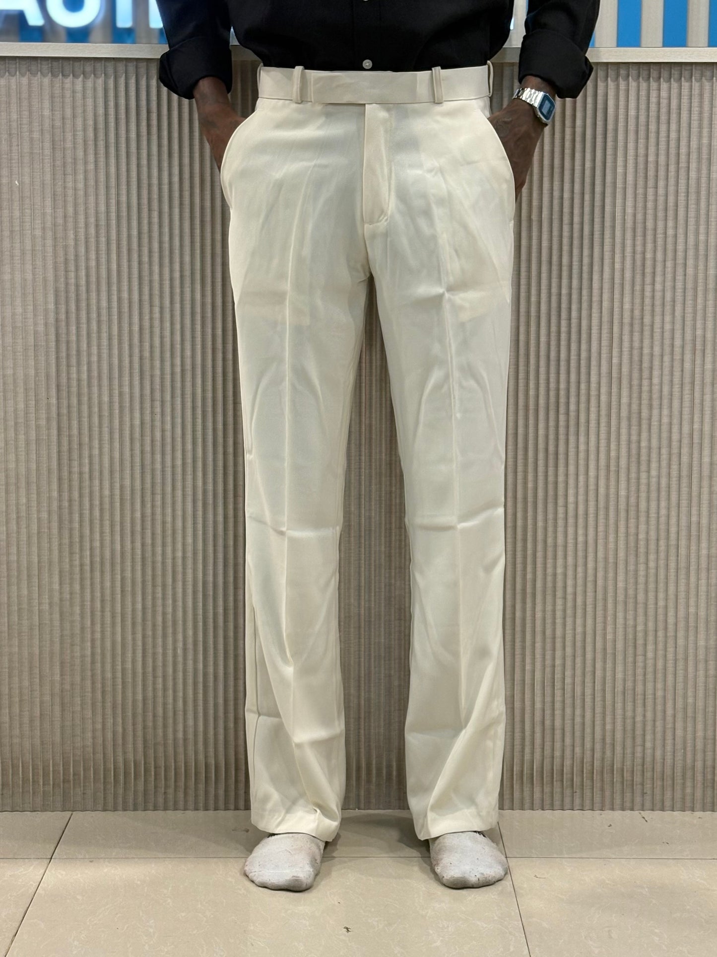 Off White Bootcut Formal Pants