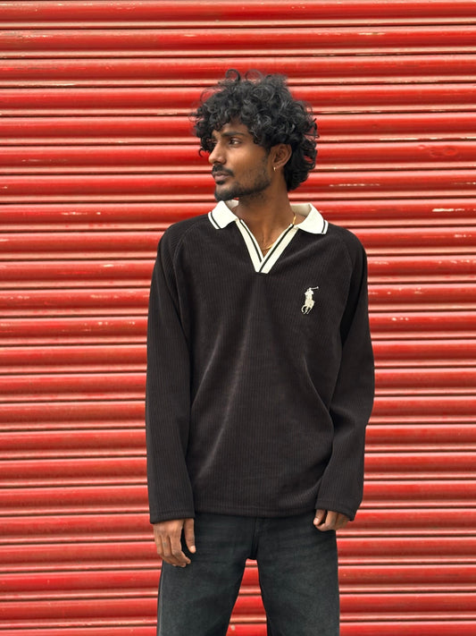 Black Ribbed Sweatshirt
