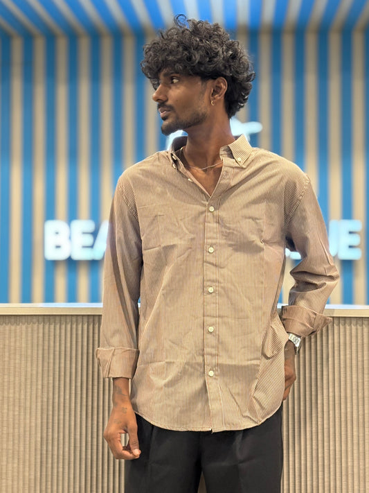 Beige Striped Old Money Shirt