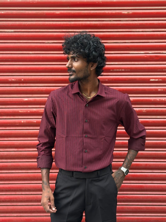Red Self Striped Shirt