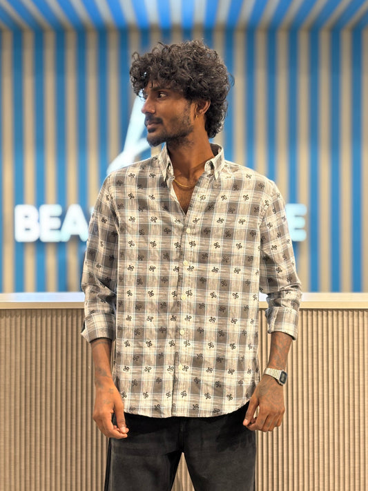 Grey Printed Checks Shirt