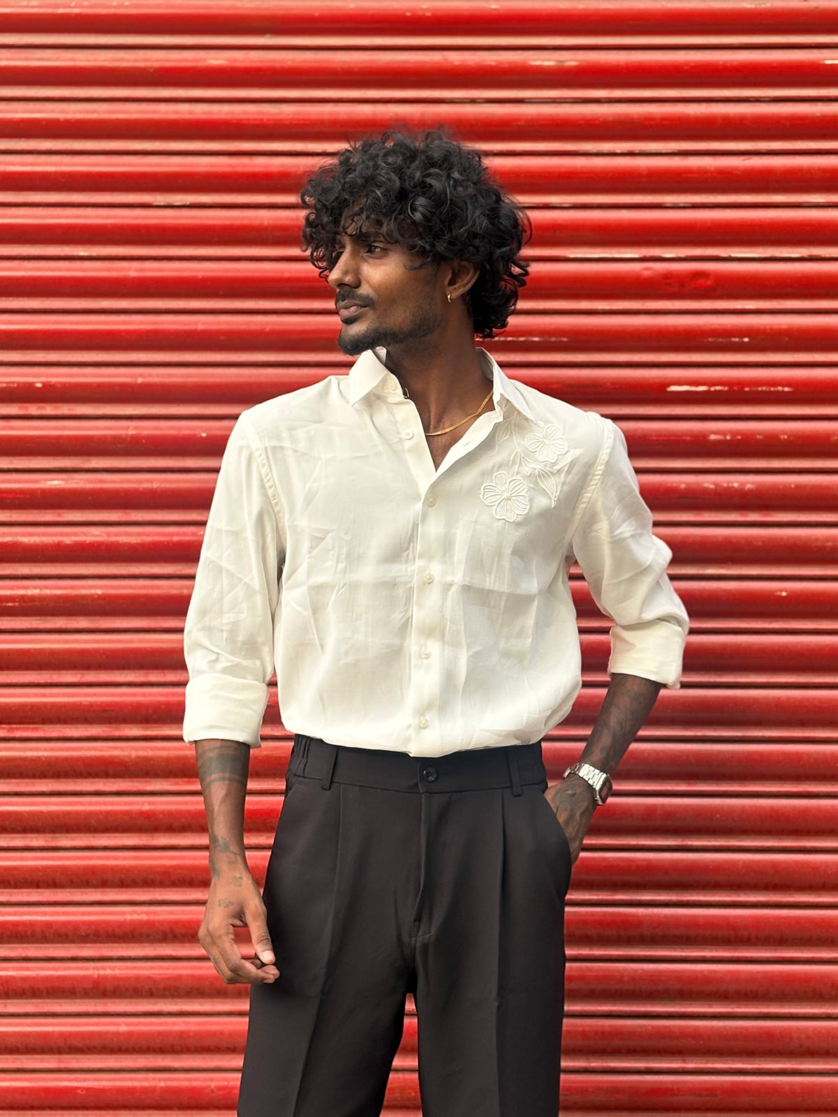 Off White Embroidery Shirt