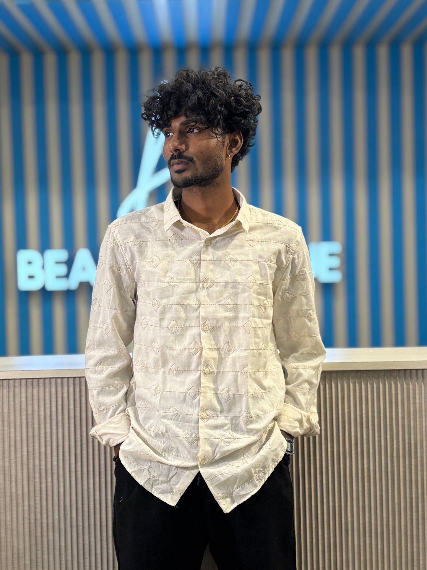 Beige Embroidery Shirt