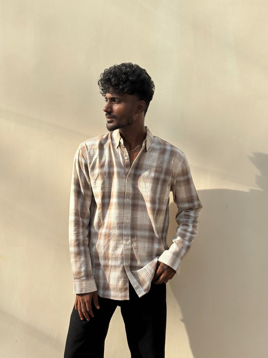 White And Brown Flannel Shirt