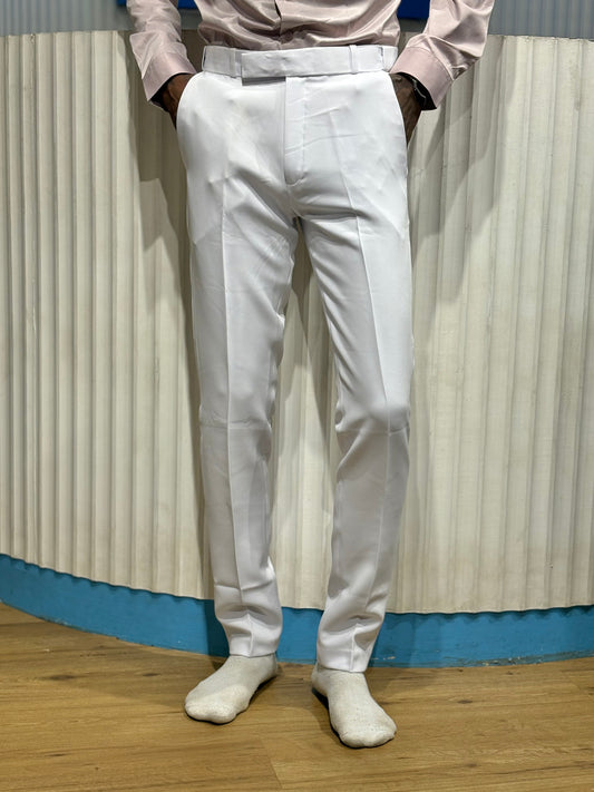 White Polo Fit Formal Pants