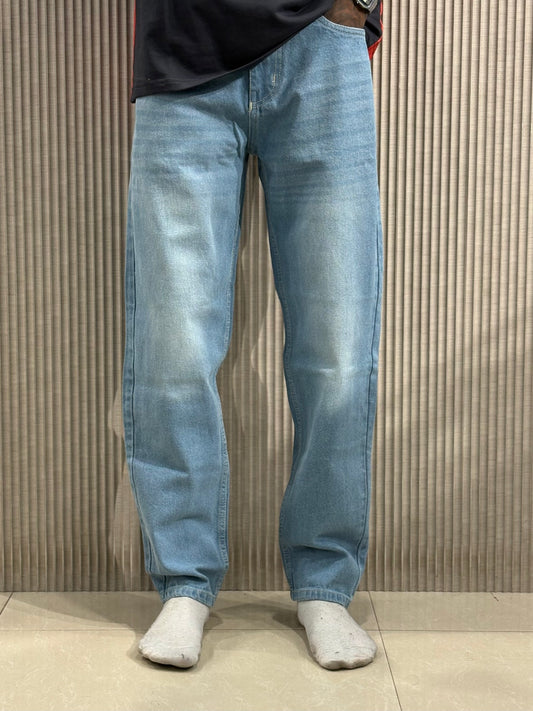 Blue Whisker Shaded Mom Fit Jeans