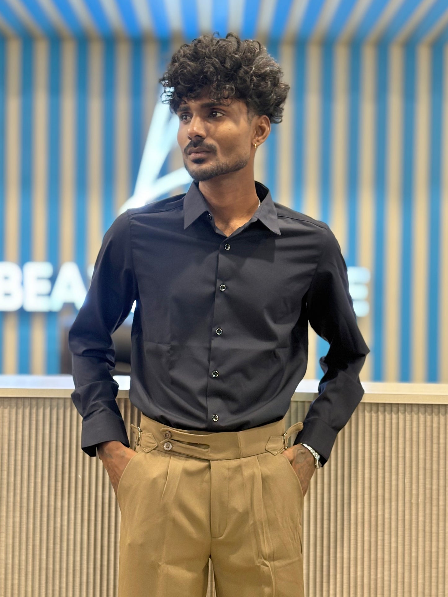 Navy Blue Liquid Shirt
