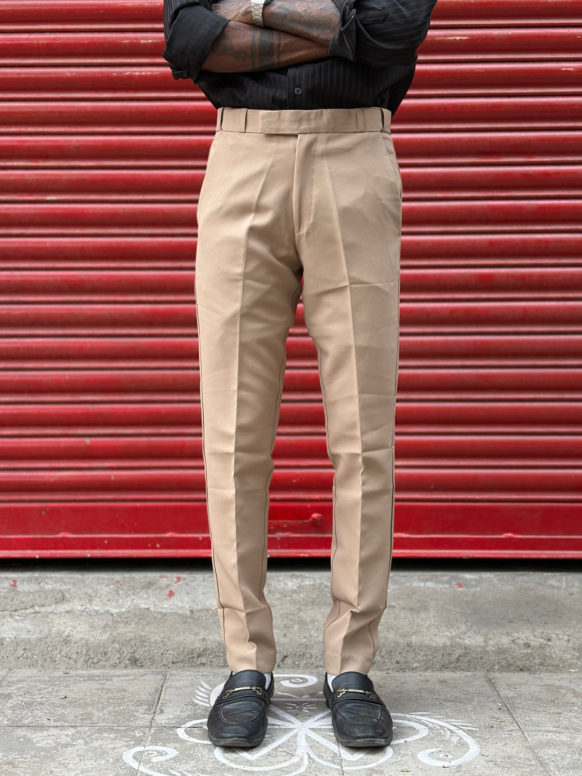Brown Polo Fit Flexi Waist Formal Pants