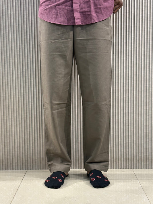 Green Linen Relaxed Fit Draw String Pants