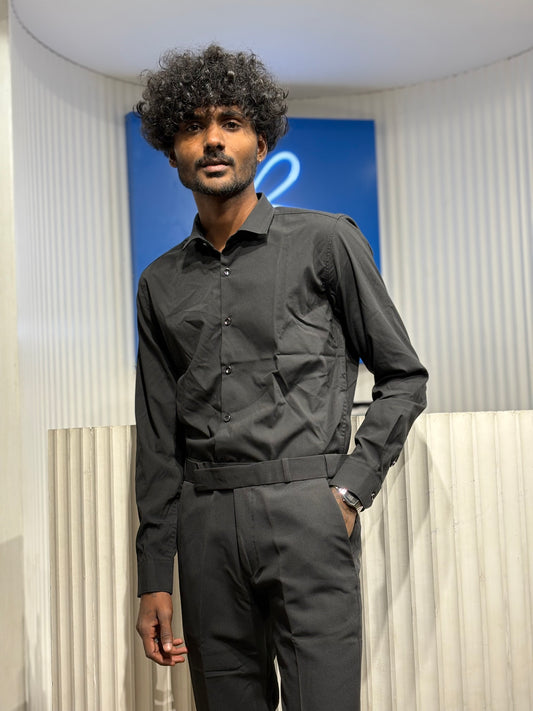 Black Slim Fit Liquid Shirt
