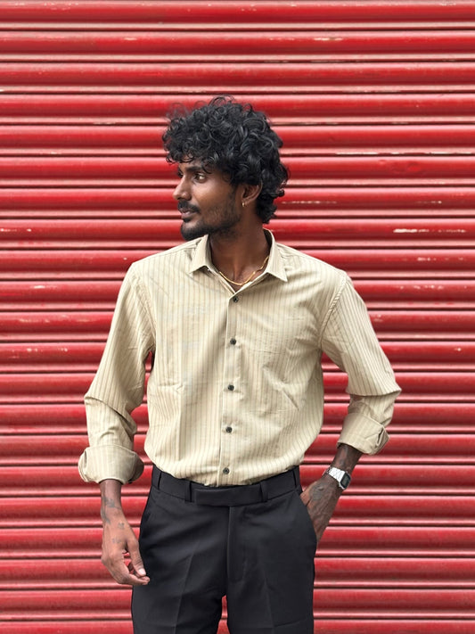 Beige Self Striped Shirt