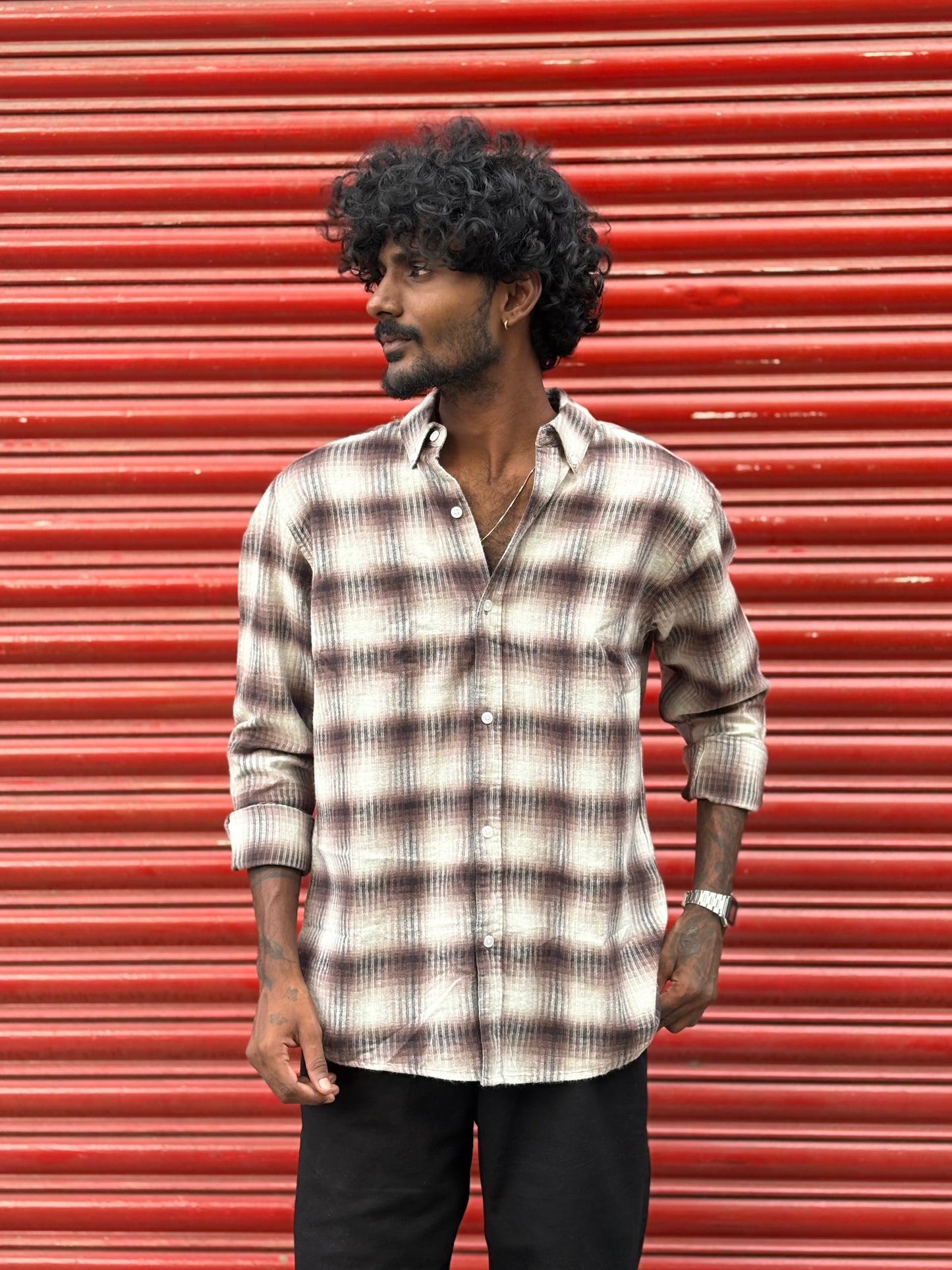 Brown Flannel Checked Shirt