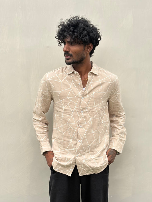 Beige Jacquard Cotton Shirt