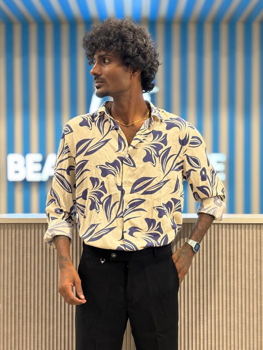 White Rayon Viscose Printed Shirt