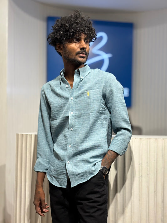Teal Linen Blended Shirt