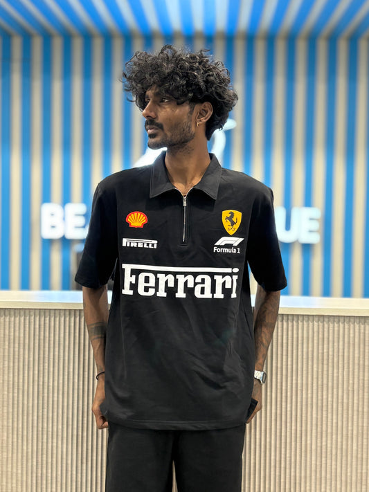 Ferrari Black Zipper Oversized Tshirt