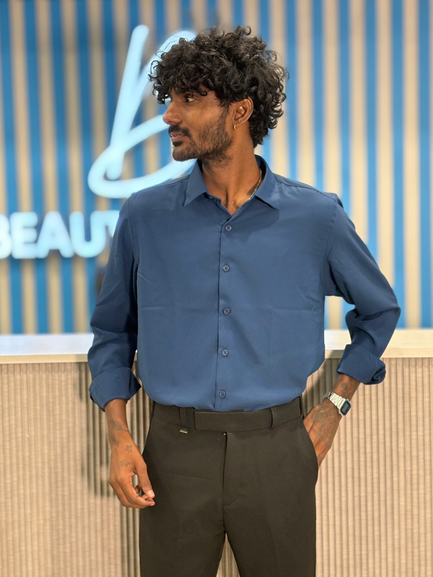 Blue Armani Solid Shirt