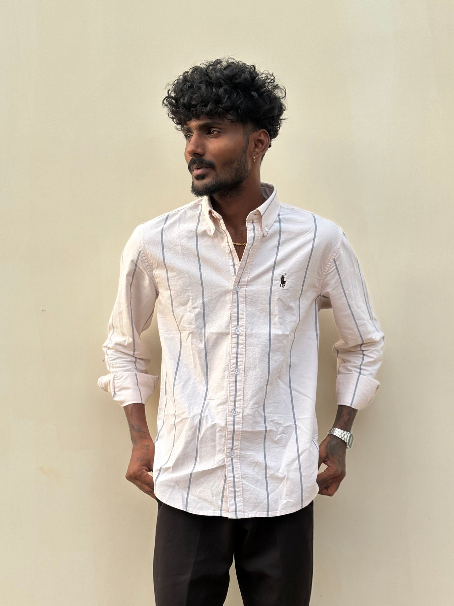 White Striped Old Money Shirt