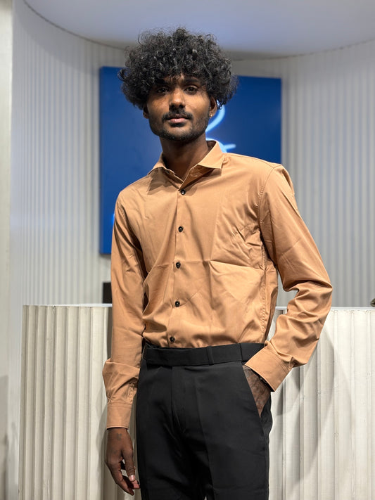 Orange Slim Fit Liquid Shirt