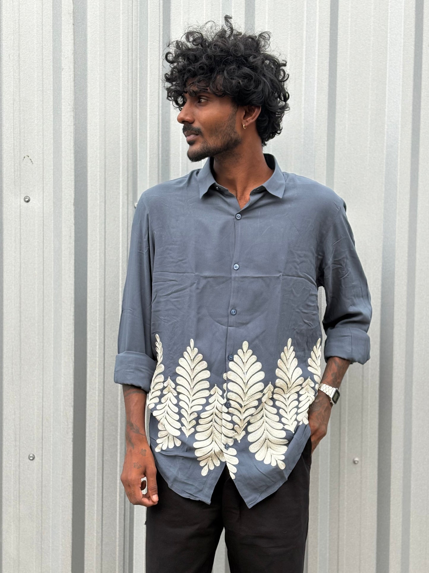 Blue Embroidery Shirt