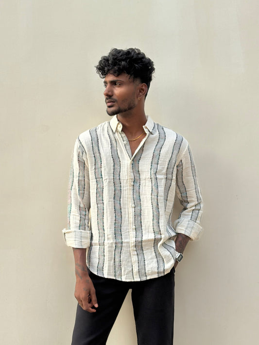 Black Striped Linen Shirt
